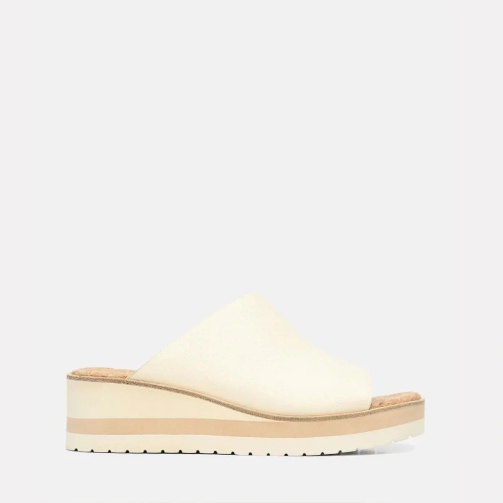 Preloved Vince Sarria Genuine Leather Wedge Mules 9.5 Sandstone Cream with box - Picture 3 of 11